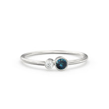 Load image into Gallery viewer, London Blue Topaz and Diamond Birthstone Ring / 14K Gold London Blue Topaz and Diamond Gift for Her / December Birthstone Ring