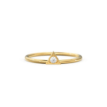 Load image into Gallery viewer, 14K Diamond Triangle Ring / Chevron V Ring / Solitaire Ring / Solid Gold Minimal Jewelry / Stacking Ring / Wedding Band Gift for her