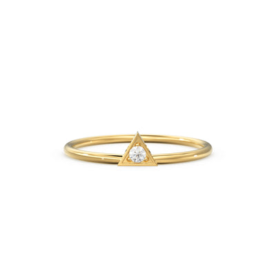 14K Diamond Triangle Ring / Chevron V Ring / Solitaire Ring / Solid Gold Minimal Jewelry / Stacking Ring / Wedding Band Gift for her