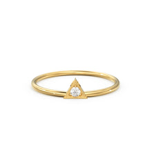 Load image into Gallery viewer, 14K Diamond Triangle Ring / Chevron V Ring / Solitaire Ring / Solid Gold Minimal Jewelry / Stacking Ring / Wedding Band Gift for her