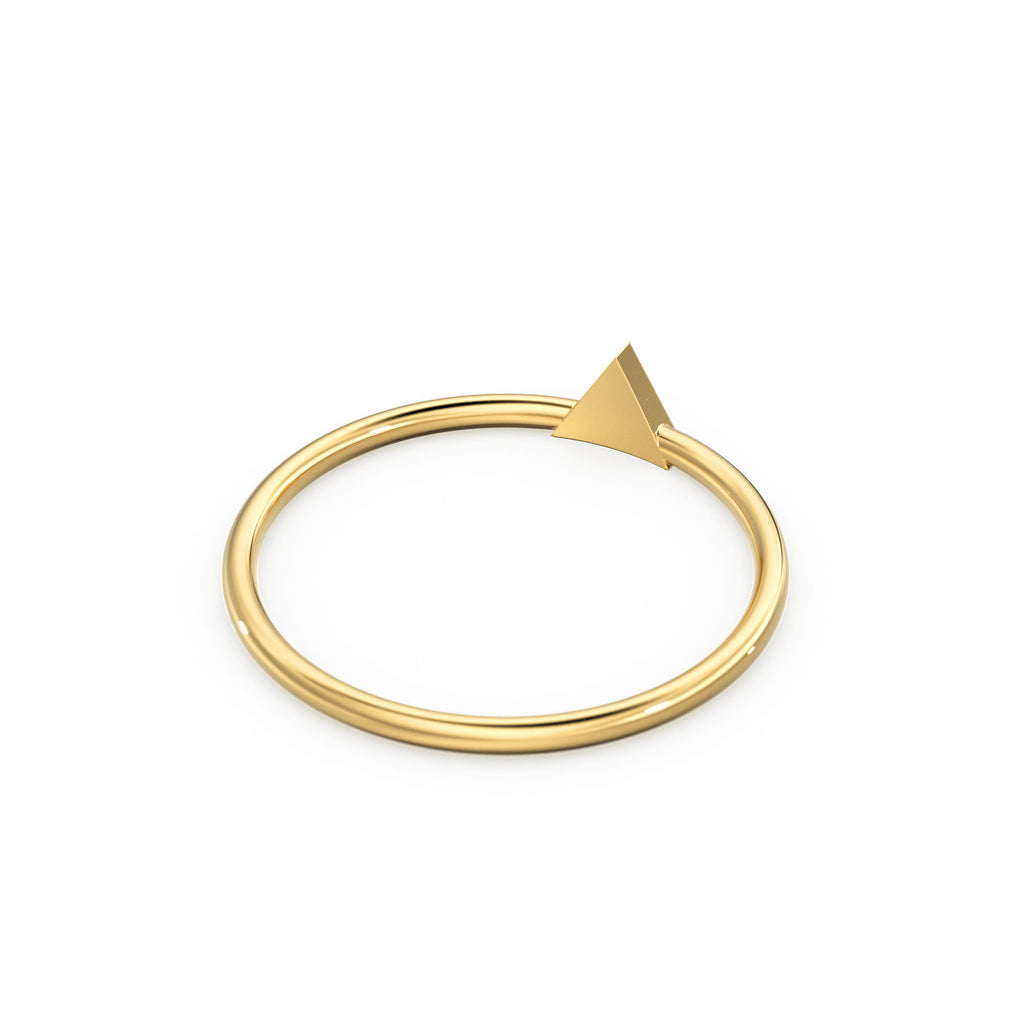 14K Diamond Triangle Ring / Chevron V Ring / Solitaire Ring / Solid Gold Minimal Jewelry / Stacking Ring / Wedding Band Gift for her