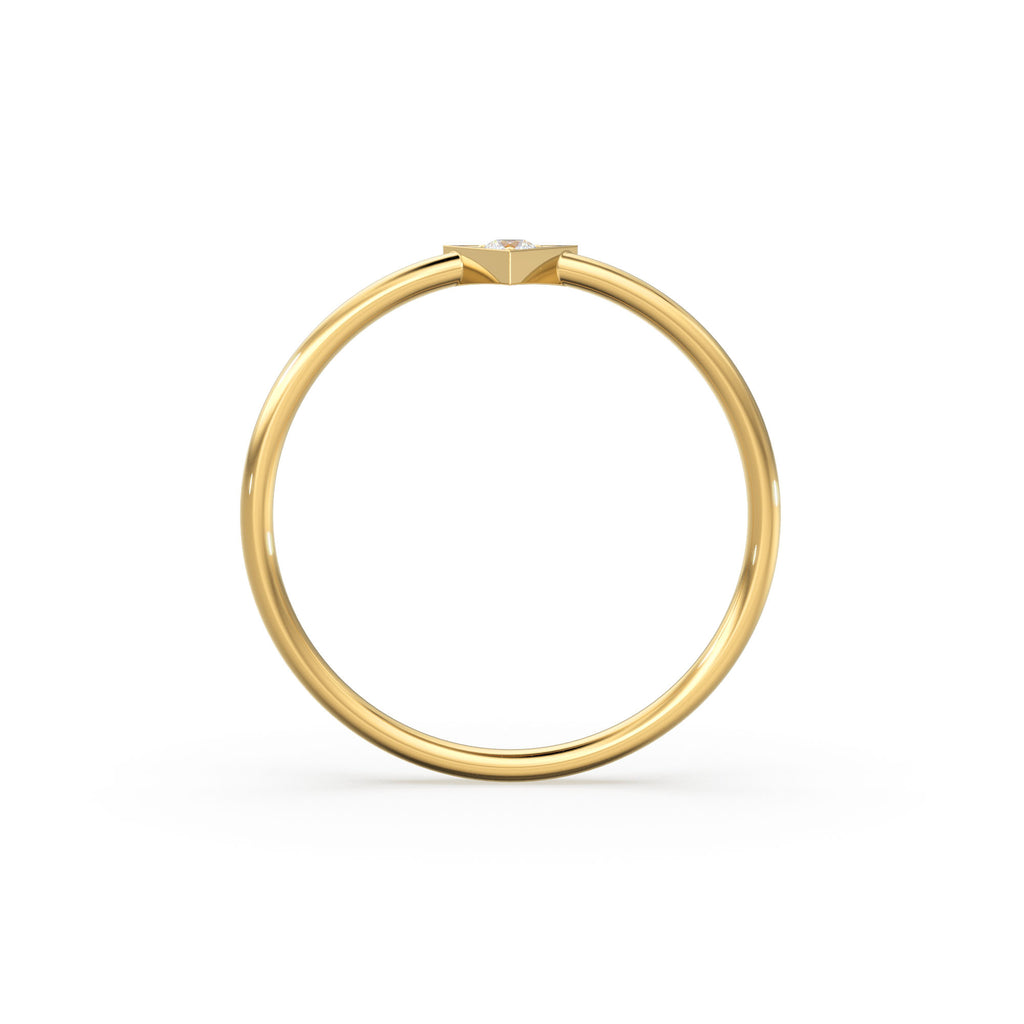 14K Diamond Triangle Ring / Chevron V Ring / Solitaire Ring / Solid Gold Minimal Jewelry / Stacking Ring / Wedding Band Gift for her