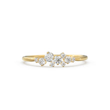 Load image into Gallery viewer, Cluster Ring in 14k Gold / Diamond Cluster Ring / Unique Diamond Stackable Ring / Diamond Wedding Band