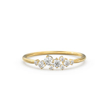 Load image into Gallery viewer, Cluster Ring in 14k Gold / Diamond Cluster Ring / Unique Diamond Stackable Ring / Diamond Wedding Band