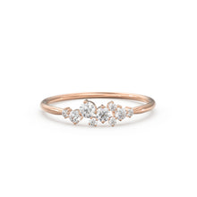 Load image into Gallery viewer, Cluster Ring in 14k Gold / Diamond Cluster Ring / Unique Diamond Stackable Ring / Diamond Wedding Band