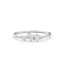 Load image into Gallery viewer, Cluster Ring in 14k Gold / Diamond Cluster Ring / Unique Diamond Stackable Ring / Diamond Wedding Band