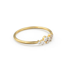 Load image into Gallery viewer, Cluster Ring in 14k Gold / Diamond Cluster Ring / Unique Diamond Stackable Ring / Diamond Wedding Band