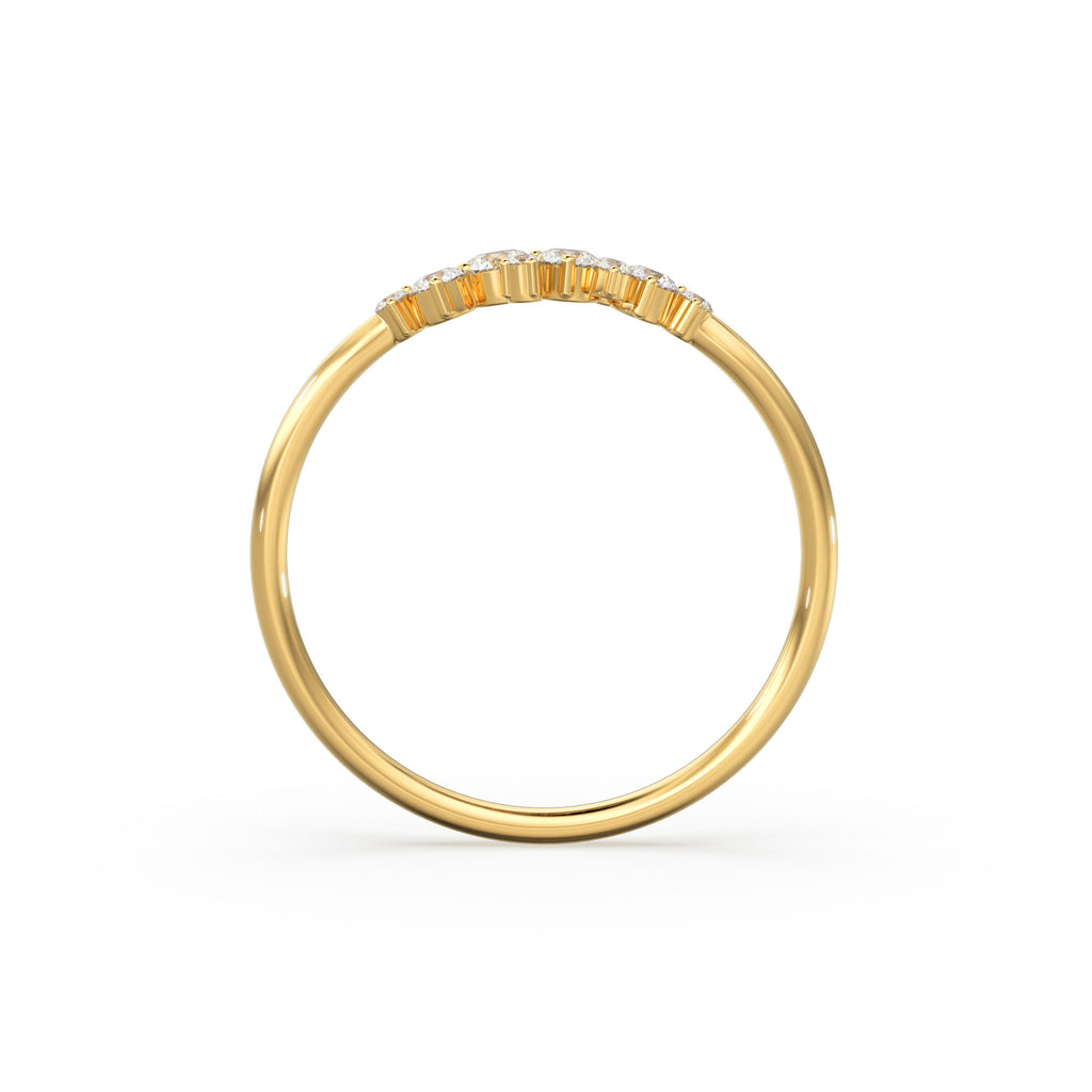 Cluster Ring in 14k Gold / Diamond Cluster Ring / Unique Diamond Stackable Ring / Diamond Wedding Band