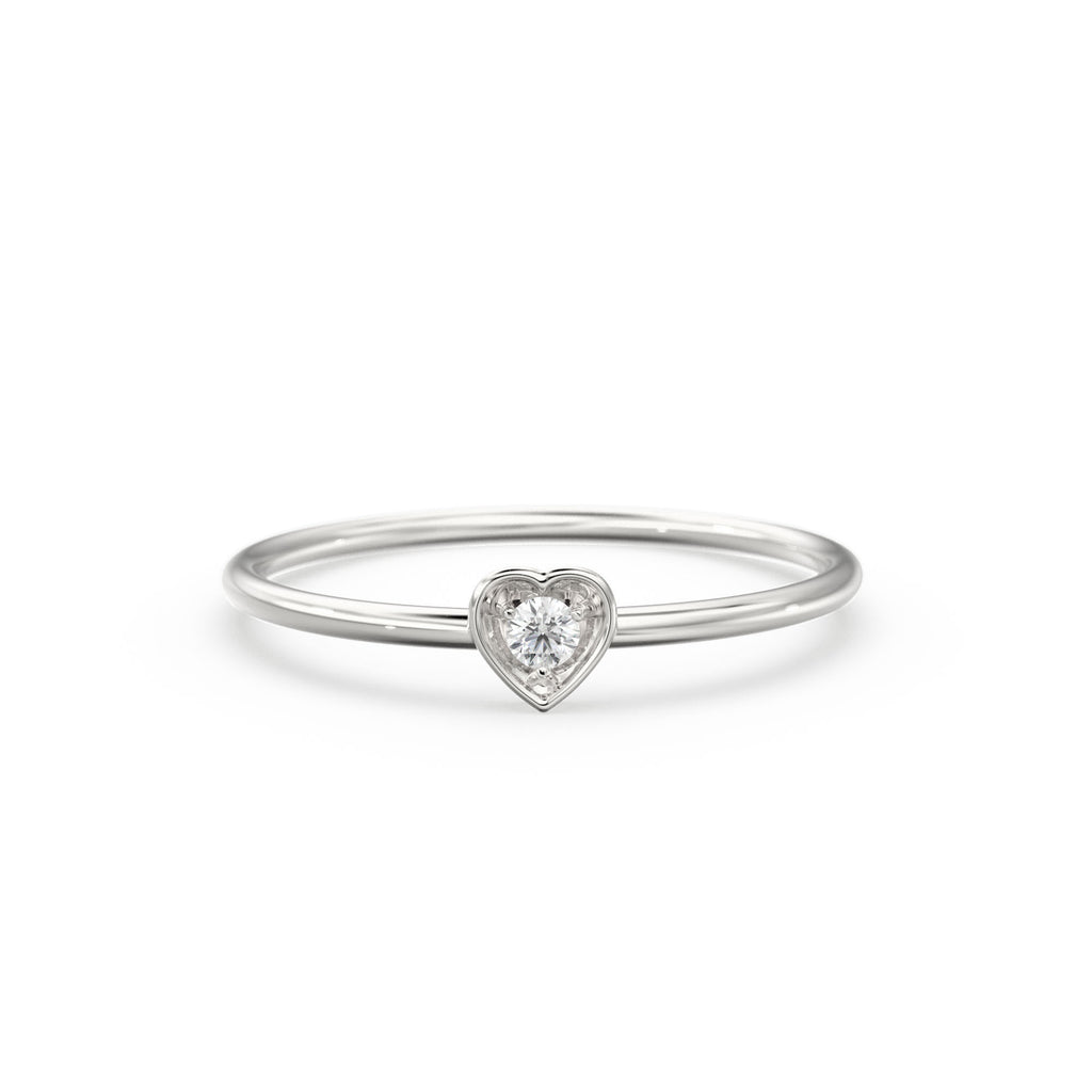 14K Gold Birthstone Heart Ring/ Solid Gold Ring/ January/ February/ March/ April/ May/ June/ July/ August/ September/ November/ December