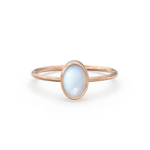 Load image into Gallery viewer, Rainbow Moonstone Ring / Moonstone Engagement Ring 14k Gold / Oval Natural Blue Moonstone Bezel Ring / June Birthstone / Promise Ring