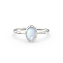 Load image into Gallery viewer, Rainbow Moonstone Ring / Moonstone Engagement Ring 14k Gold / Oval Natural Blue Moonstone Bezel Ring / June Birthstone / Promise Ring