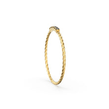 Load image into Gallery viewer, 14k Gold Twisted Black Diamond Wedding Band / Twisted Band Ring Diamonds/ Micro Pave Ring Twisted Gold Band/ Minimalist Black Diamond Band