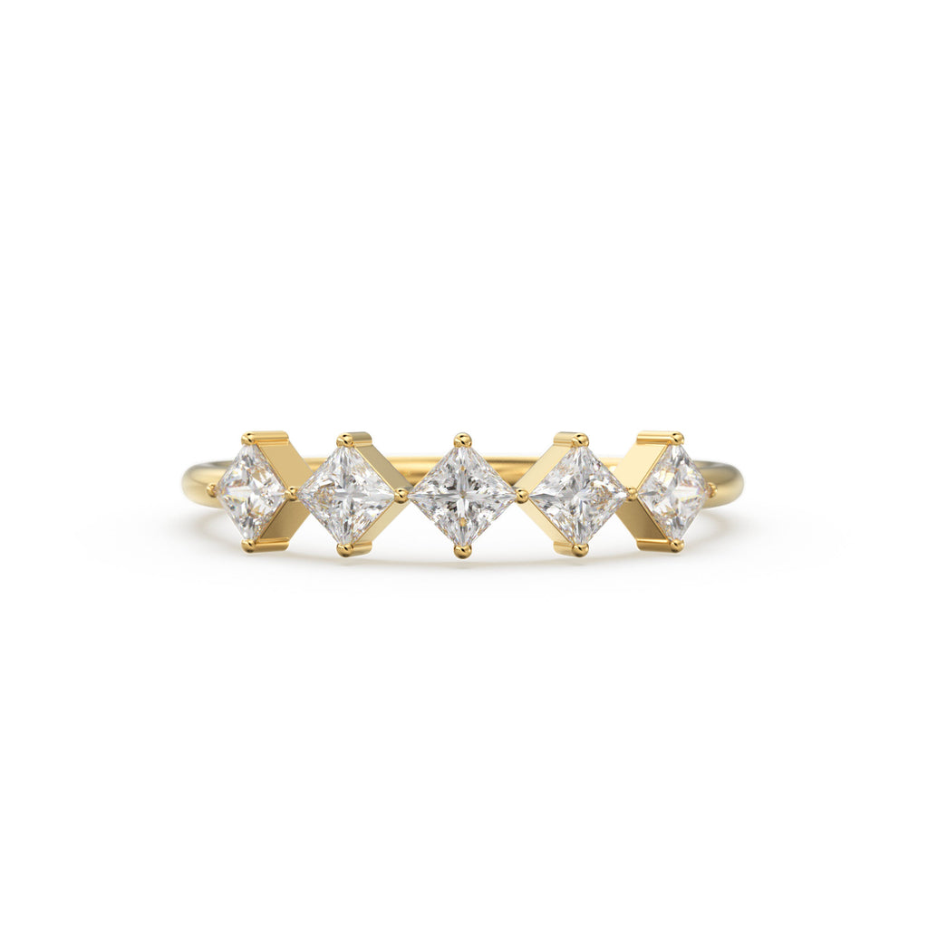 Princess Cut Diamond Ring / 14k Gold Princess Cut Diamond Wedding Ring / Princess Cut Anniversary Band / Square Diamond Eternity Band