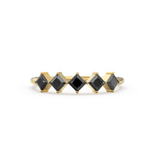 Load image into Gallery viewer, Princess Cut Black Diamond Ring / 14k Gold Princess Cut Diamond Wedding Ring / Princess Cut Anniversary Band / Black Diamond Eternity Band