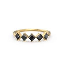 Load image into Gallery viewer, Princess Cut Black Diamond Ring / 14k Gold Princess Cut Diamond Wedding Ring / Princess Cut Anniversary Band / Black Diamond Eternity Band