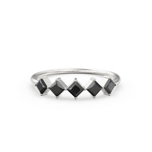 Load image into Gallery viewer, Princess Cut Black Diamond Ring / 14k Gold Princess Cut Diamond Wedding Ring / Princess Cut Anniversary Band / Black Diamond Eternity Band
