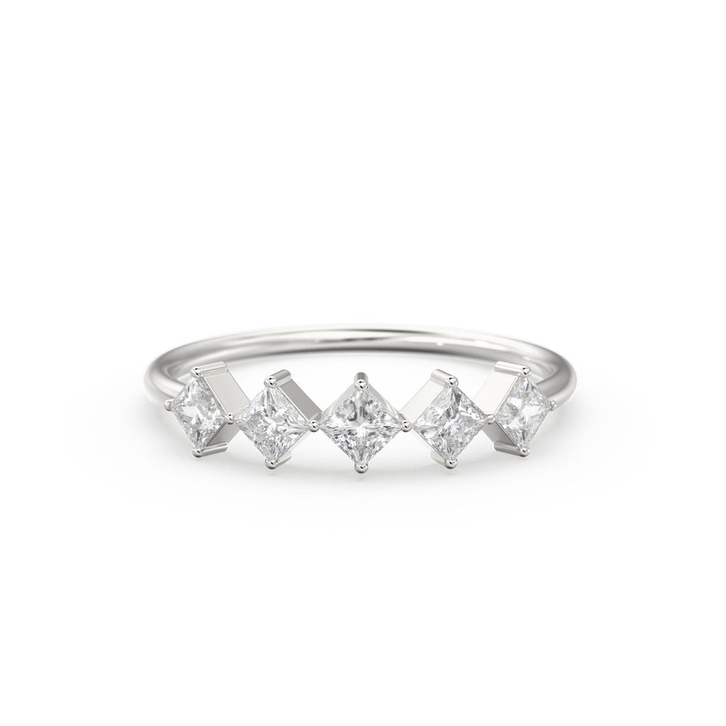Princess Cut Diamond Ring / 14k Gold Princess Cut Diamond Wedding Ring / Princess Cut Anniversary Band / Square Diamond Eternity Band