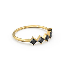 Load image into Gallery viewer, Princess Cut Black Diamond Ring / 14k Gold Princess Cut Diamond Wedding Ring / Princess Cut Anniversary Band / Black Diamond Eternity Band