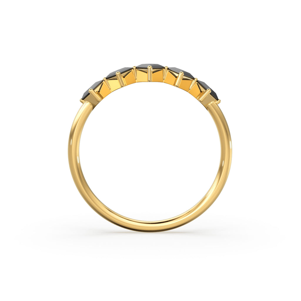 Princess Cut Black Diamond Ring / 14k Gold Princess Cut Diamond Wedding Ring / Princess Cut Anniversary Band / Black Diamond Eternity Band