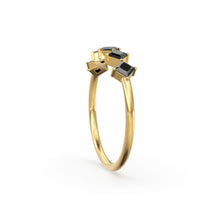 Load image into Gallery viewer, Princess Cut Black Diamond Ring / 14k Gold Princess Cut Diamond Wedding Ring / Princess Cut Anniversary Band / Black Diamond Eternity Band