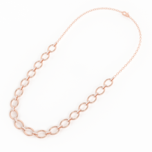 Load image into Gallery viewer, Link Chain Diamond Necklace / 14k gold French Pave Set Diamond Handmade Necklace / Puff Mariner Adjustable Necklace