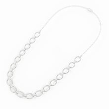 Load image into Gallery viewer, Link Chain Diamond Necklace / 14k gold French Pave Set Diamond Handmade Necklace / Puff Mariner Adjustable Necklace