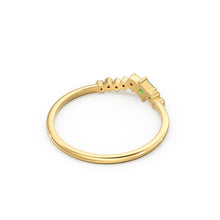 Load image into Gallery viewer, Natural Emerald Ring / 14k Gold Princess Cut Emerald Ring for Women / Emerald and diamond cluster rings / Emerald engagement ring