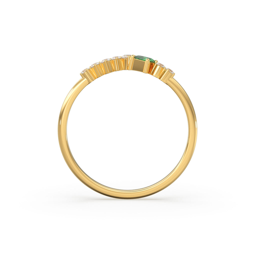 Natural Emerald Ring / 14k Gold Princess Cut Emerald Ring for Women / Emerald and diamond cluster rings / Emerald engagement ring