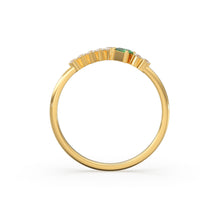 Load image into Gallery viewer, Natural Emerald Ring / 14k Gold Princess Cut Emerald Ring for Women / Emerald and diamond cluster rings / Emerald engagement ring