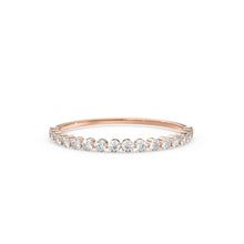 Load image into Gallery viewer, Diamond Wedding Band / 14kt Solid Gold Round Diamond Shared-Prong Ring / Rose Gold Single Shared Prong Half Diamond Eternity Wedding Band