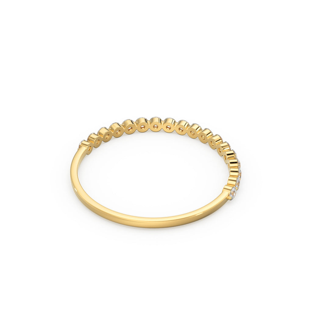 Diamond Wedding Band / 14kt Solid Gold Round Diamond Shared-Prong Ring / Rose Gold Single Shared Prong Half Diamond Eternity Wedding Band