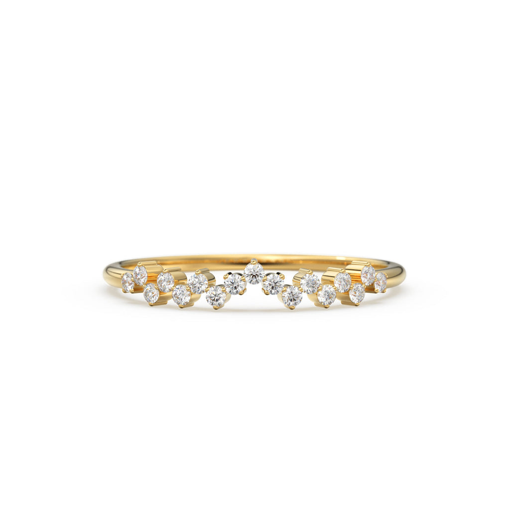 Rose Gold Diamond Wedding Band / Rose Gold Wedding Band / Rose Gold Stacking Diamond Ring / Dainty Rose Gold Diamond Ring / Crown Ring