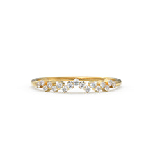 Load image into Gallery viewer, Rose Gold Diamond Wedding Band / Rose Gold Wedding Band / Rose Gold Stacking Diamond Ring / Dainty Rose Gold Diamond Ring / Crown Ring