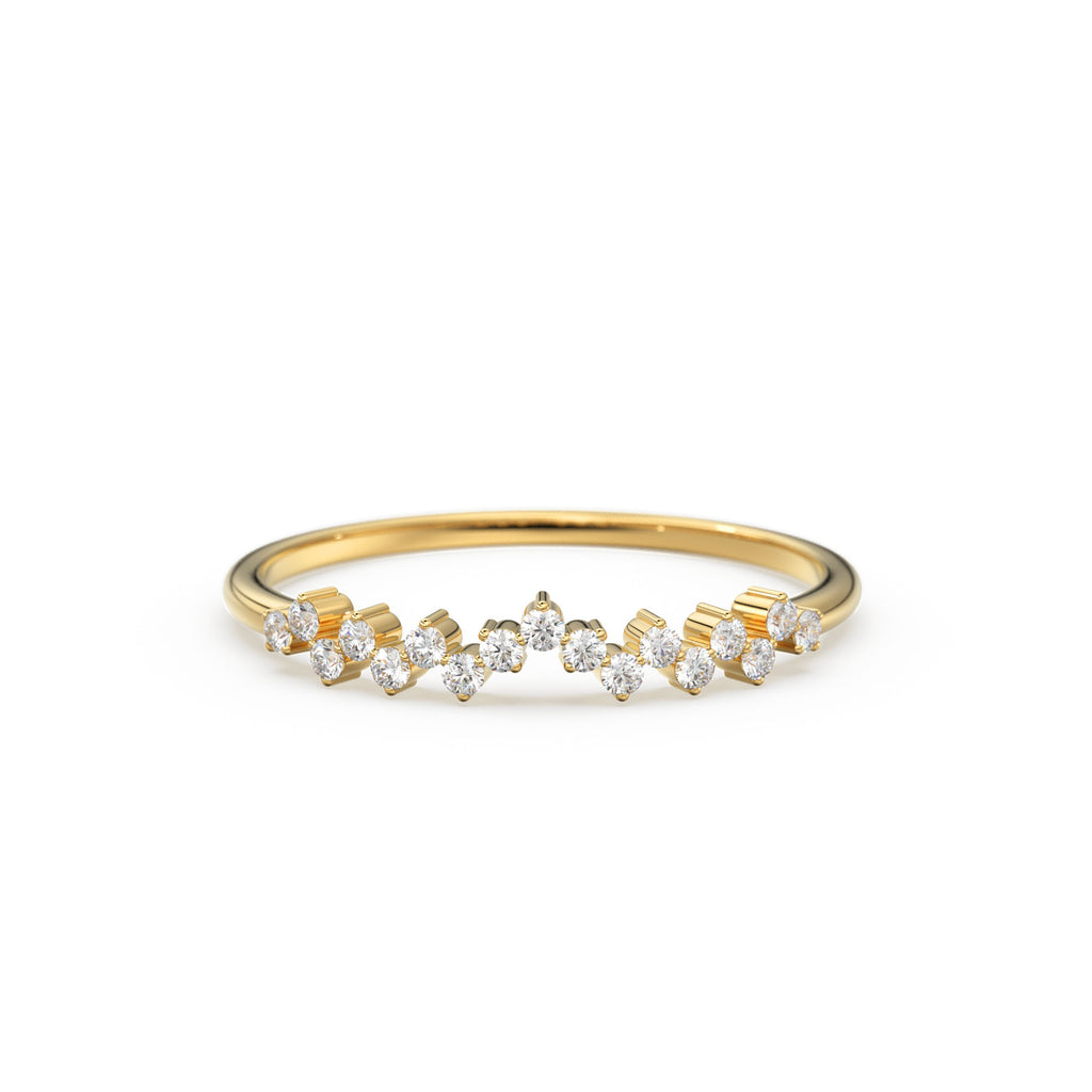 Rose Gold Diamond Wedding Band / Rose Gold Wedding Band / Rose Gold Stacking Diamond Ring / Dainty Rose Gold Diamond Ring / Crown Ring