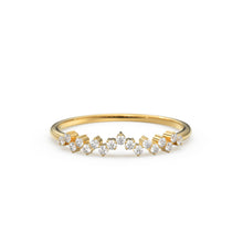 Load image into Gallery viewer, Rose Gold Diamond Wedding Band / Rose Gold Wedding Band / Rose Gold Stacking Diamond Ring / Dainty Rose Gold Diamond Ring / Crown Ring