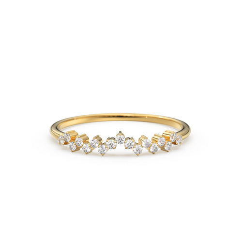 Rose Gold Diamond Wedding Band / Rose Gold Wedding Band / Rose Gold Stacking Diamond Ring / Dainty Rose Gold Diamond Ring / Crown Ring