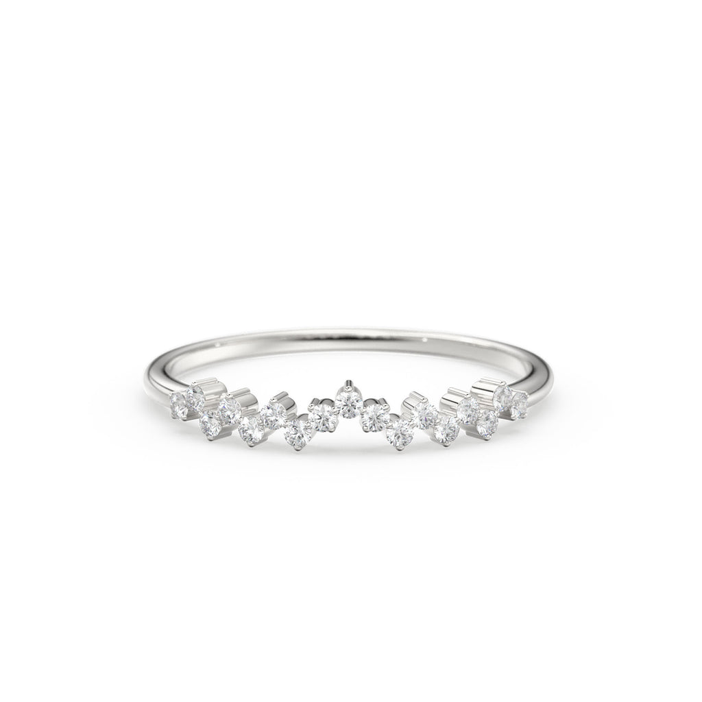 Rose Gold Diamond Wedding Band / Rose Gold Wedding Band / Rose Gold Stacking Diamond Ring / Dainty Rose Gold Diamond Ring / Crown Ring