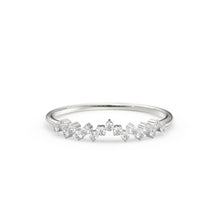 Load image into Gallery viewer, Rose Gold Diamond Wedding Band / Rose Gold Wedding Band / Rose Gold Stacking Diamond Ring / Dainty Rose Gold Diamond Ring / Crown Ring