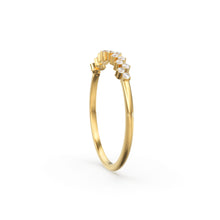 Load image into Gallery viewer, Rose Gold Diamond Wedding Band / Rose Gold Wedding Band / Rose Gold Stacking Diamond Ring / Dainty Rose Gold Diamond Ring / Crown Ring