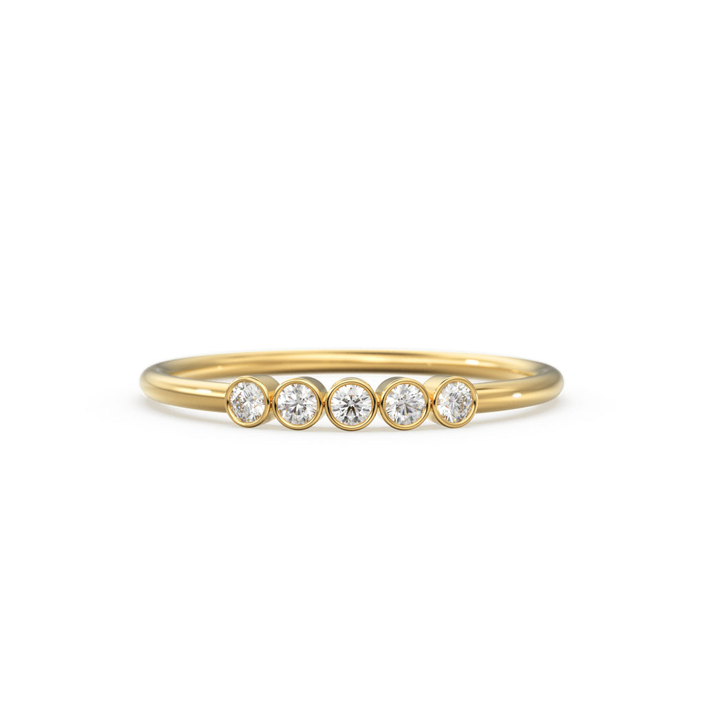 Bezel Set Diamond Band in 14k Gold / Bezel Set Diamond Ring / Simple Thin Gold Band White Diamond Ring / Diamond Bezel Set Wedding Band