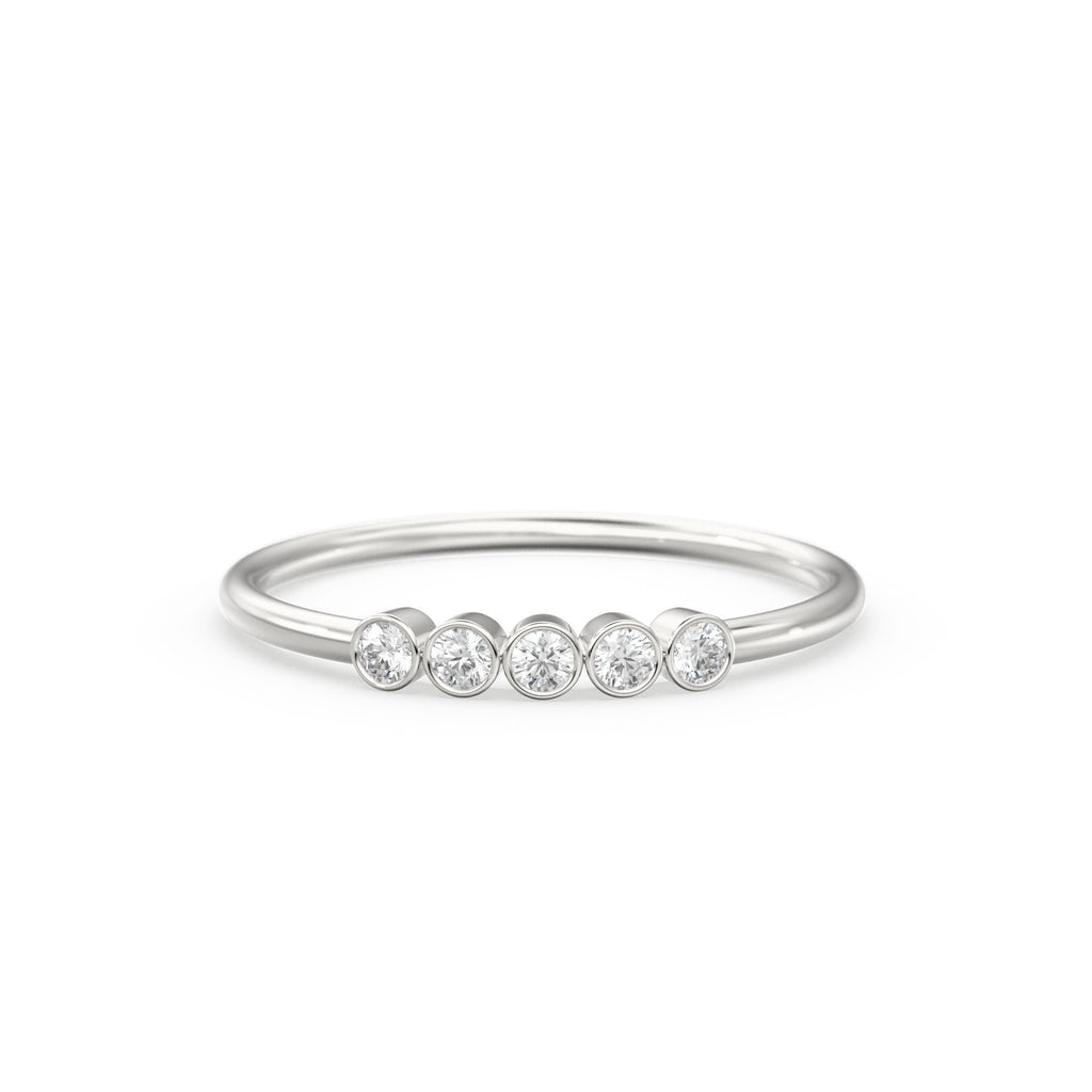 Bezel Set Diamond Band in 14k Gold / Bezel Set Diamond Ring / Simple Thin Gold Band White Diamond Ring / Diamond Bezel Set Wedding Band