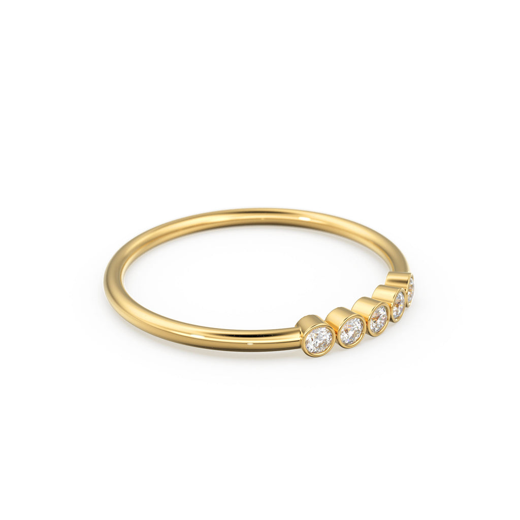 Bezel Set Diamond Band in 14k Gold / Bezel Set Diamond Ring / Simple Thin Gold Band White Diamond Ring / Diamond Bezel Set Wedding Band
