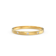 Load image into Gallery viewer, Diamond Wedding Band / 14kt Yellow Gold Band / Promise Ring / Solid Gold Ring / Diamond Wedding Rings Women / Stacking Gold Bands