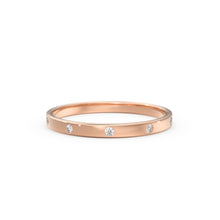 Load image into Gallery viewer, Diamond Wedding Band / 14kt Yellow Gold Band / Promise Ring / Solid Gold Ring / Diamond Wedding Rings Women / Stacking Gold Bands