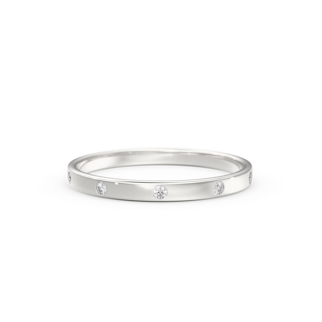 Diamond Wedding Band / 14kt Yellow Gold Band / Promise Ring / Solid Gold Ring / Diamond Wedding Rings Women / Stacking Gold Bands