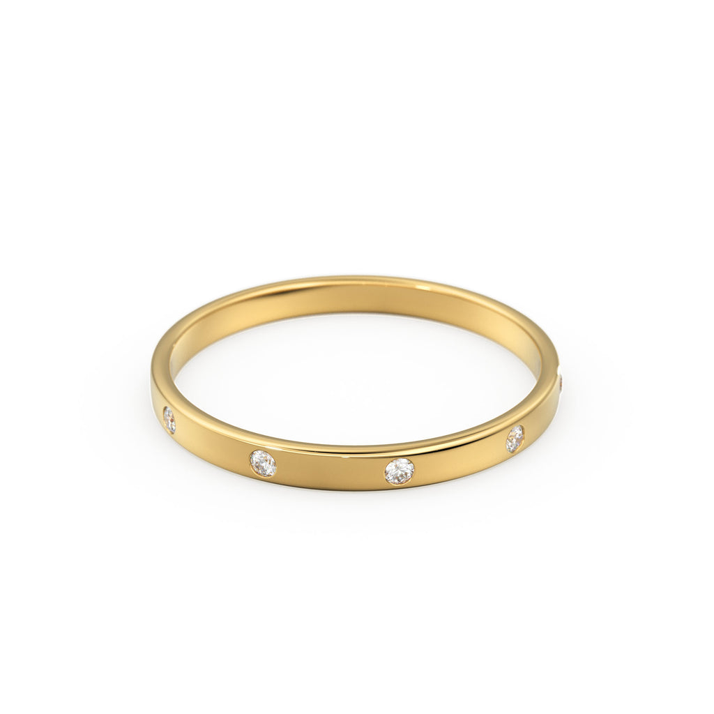 Diamond Wedding Band / 14kt Yellow Gold Band / Promise Ring / Solid Gold Ring / Diamond Wedding Rings Women / Stacking Gold Bands