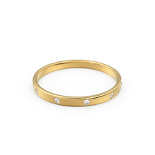 Load image into Gallery viewer, Diamond Wedding Band / 14kt Yellow Gold Band / Promise Ring / Solid Gold Ring / Diamond Wedding Rings Women / Stacking Gold Bands