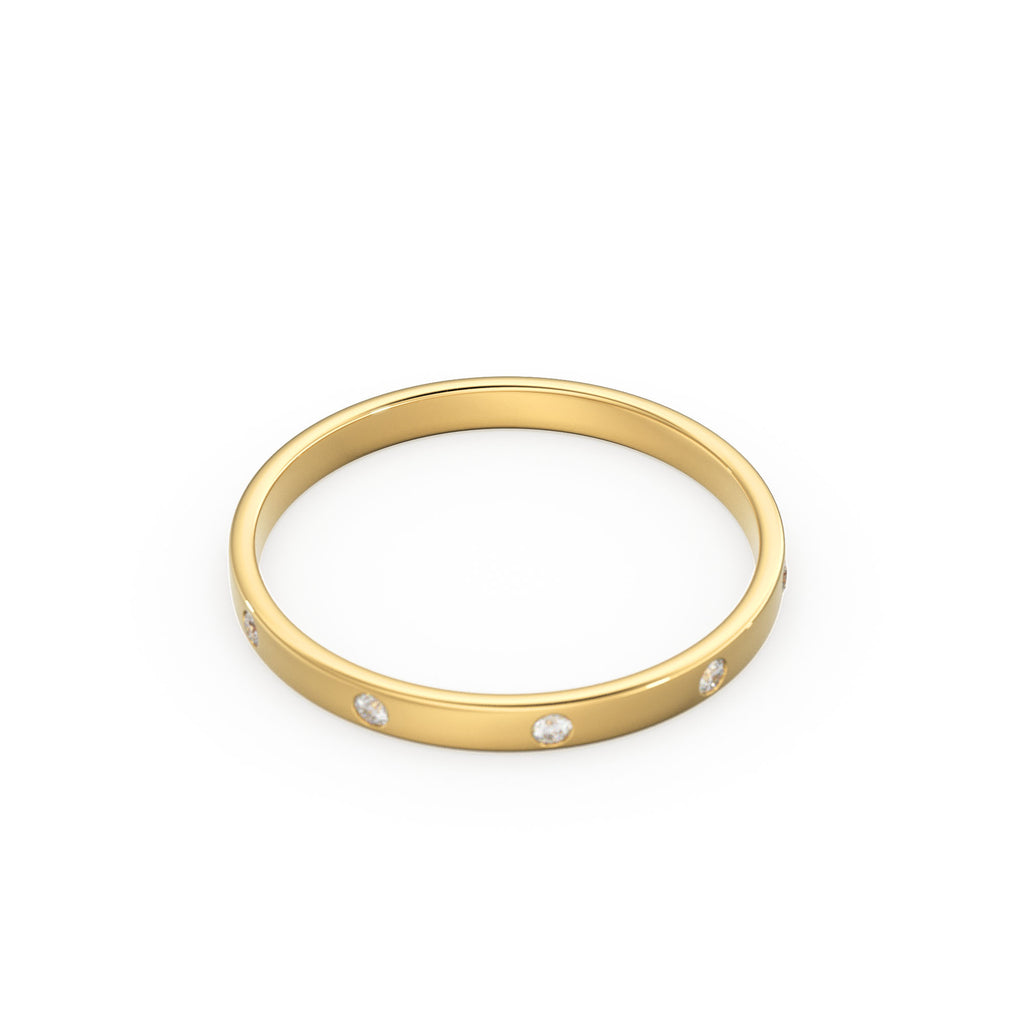 Diamond Wedding Band / 14kt Yellow Gold Band / Promise Ring / Solid Gold Ring / Diamond Wedding Rings Women / Stacking Gold Bands