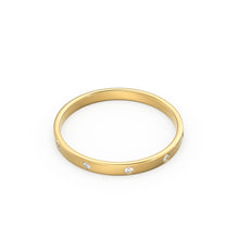 Load image into Gallery viewer, Diamond Wedding Band / 14kt Yellow Gold Band / Promise Ring / Solid Gold Ring / Diamond Wedding Rings Women / Stacking Gold Bands