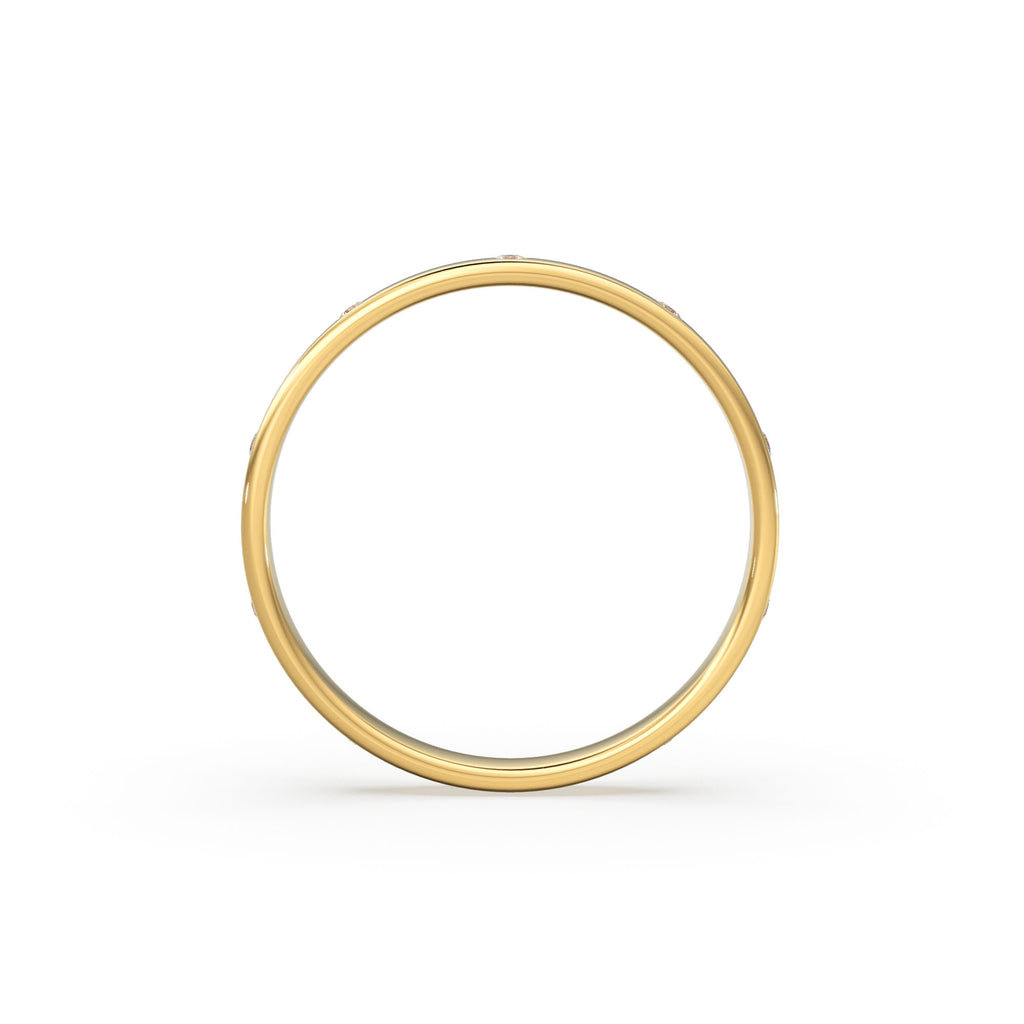 Diamond Wedding Band / 14kt Yellow Gold Band / Promise Ring / Solid Gold Ring / Diamond Wedding Rings Women / Stacking Gold Bands